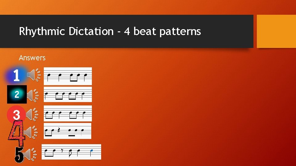 Rhythmic Dictation - 4 beat patterns Answers 