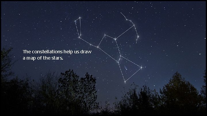 The constellations help us draw a map of the stars. The constellations help us draw a map of the stars.