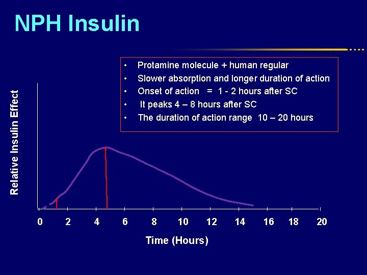 NPH Insulin Relative Insulin Effect • • • 0 2 4 6 Protamine molecule