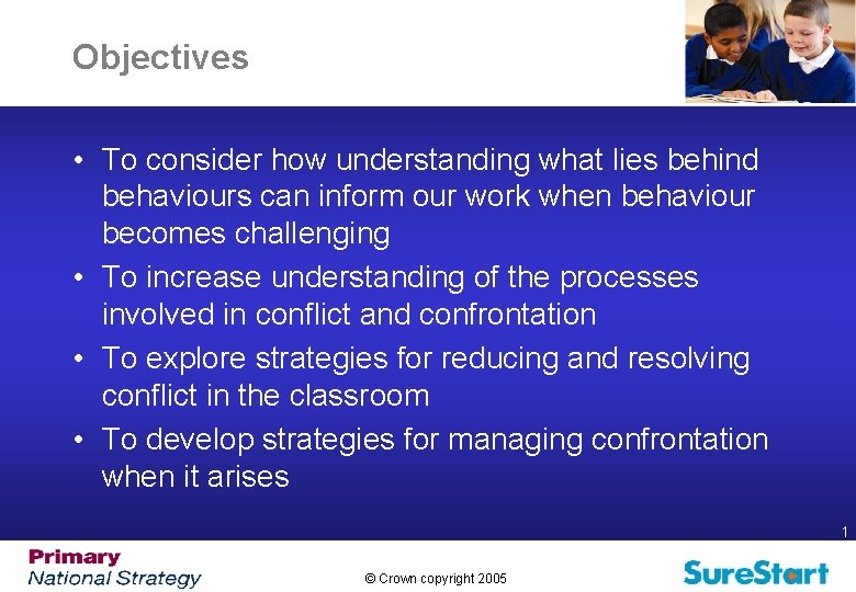 Objectives • To consider how understanding what lies behind behaviours can inform our work