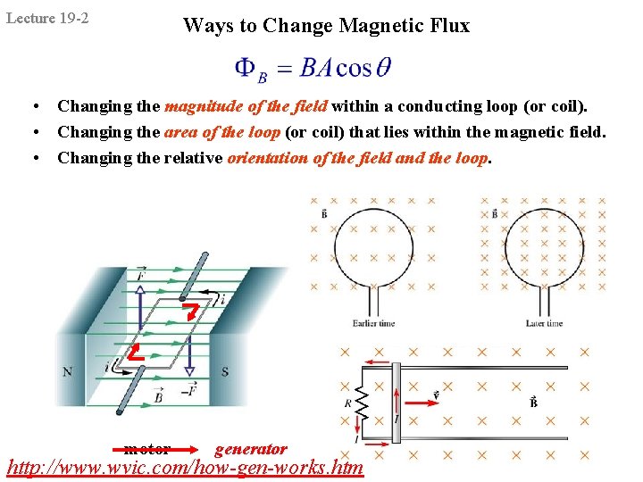 Lecture 19 -2 Ways to Change Magnetic Flux • Changing the magnitude of the