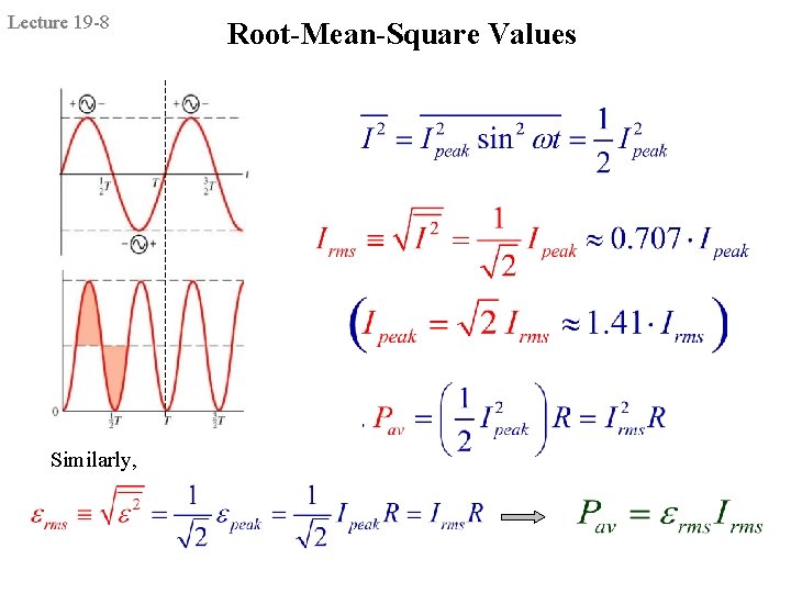 Lecture 19 -8 Similarly, Root-Mean-Square Values 