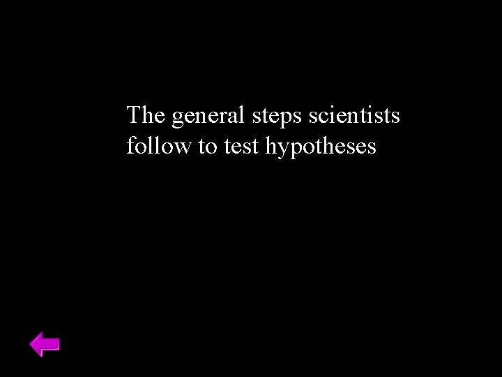 The general steps scientists follow to test hypotheses 
