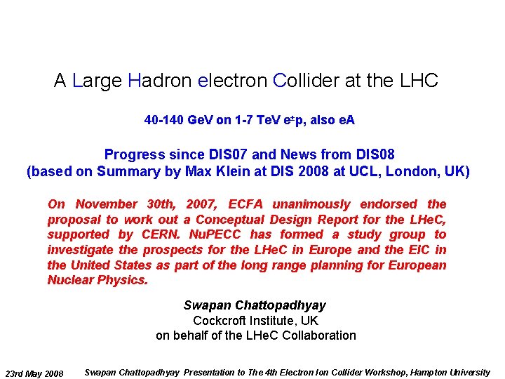 A Large Hadron electron Collider at the LHC 40 -140 Ge. V on 1