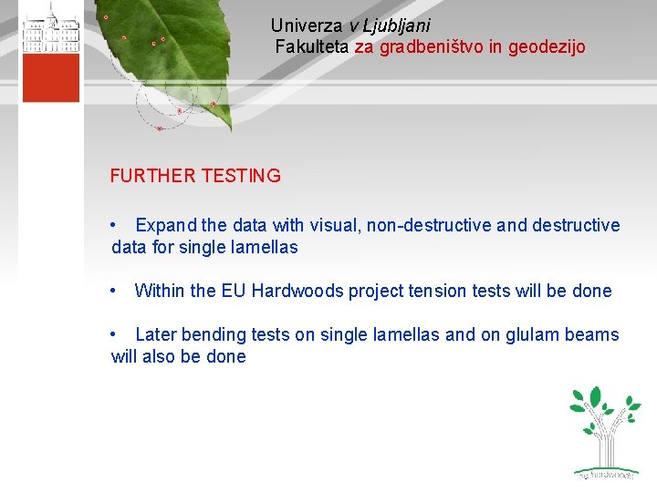 Univerza v Ljubljani Fakulteta za gradbeništvo in geodezijo FURTHER TESTING • Expand the data