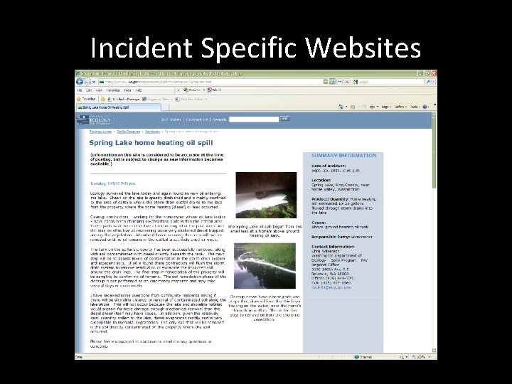 Incident Specific Websites 