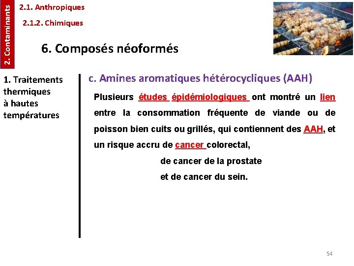 2. Contaminants 2. 1. Anthropiques 2. 1. 2. Chimiques 6. Composés néoformés 1. Traitements