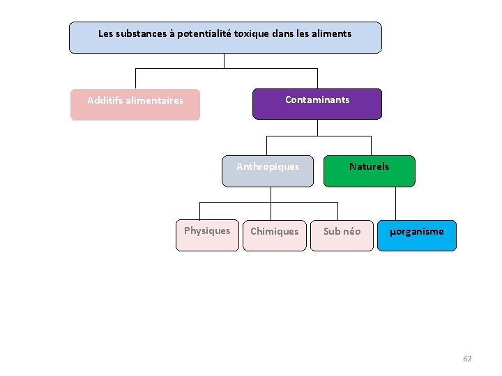 Les substances à potentialité toxique dans les aliments Contaminants Additifs alimentaires Anthropiques Physiques Chimiques