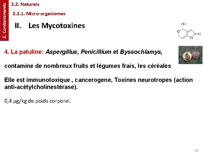 2. Contaminants 2. 2. Naturels 2. 2. 1. Micro-organismes II. Les Mycotoxines 4. La