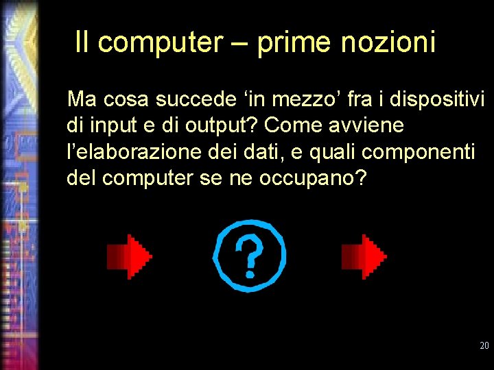 Il computer – prime nozioni Ma cosa succede ‘in mezzo’ fra i dispositivi di