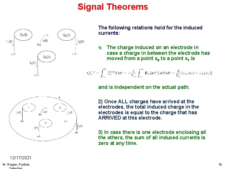 Signal Theorems The following relations hold for the induced currents: 1) The charge induced