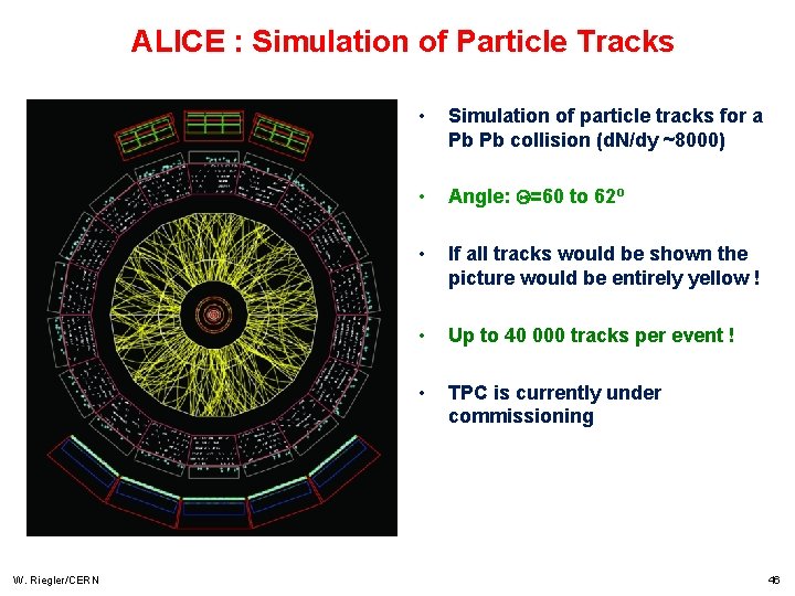 ALICE : Simulation of Particle Tracks W. Riegler/CERN • Simulation of particle tracks for