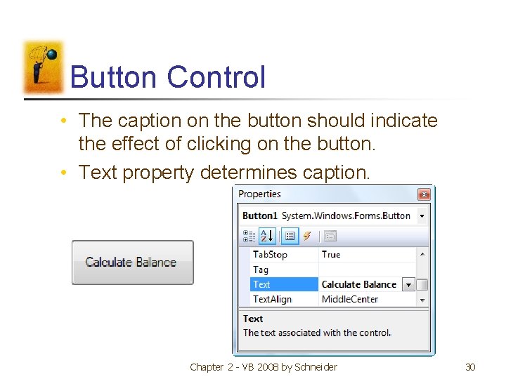 Button Control • The caption on the button should indicate the effect of clicking