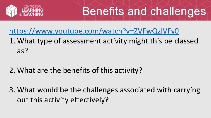 Benefits and challenges https: //www. youtube. com/watch? v=ZVFw. Qzl. VFy 0 1. What type