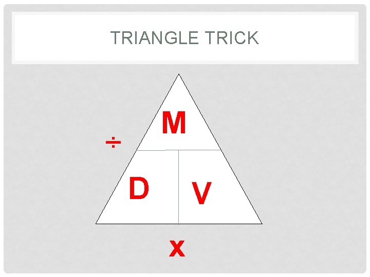 TRIANGLE TRICK M ÷ D V x 