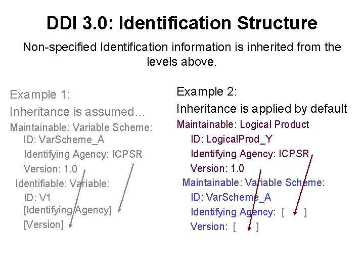 DDI 3. 0: Identification Structure Non-specified Identification information is inherited from the levels above.