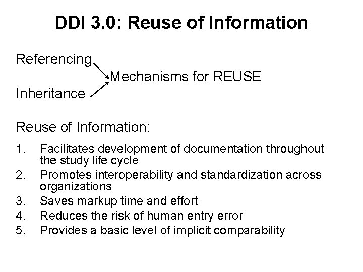 DDI 3. 0: Reuse of Information Referencing Mechanisms for REUSE Inheritance Reuse of Information: