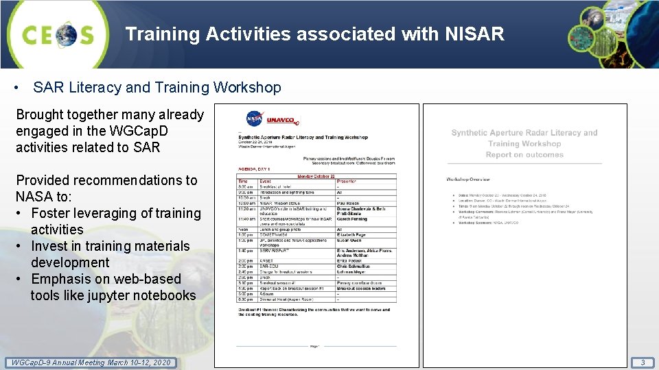 Rsar Program Committee on Earth Observation Satellites NISAR Early Adopters