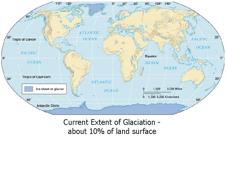 Current Extent of Glaciation about 10% of land surface 