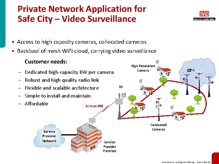 Private Network Application for Safe City – Video Surveillance • Access to high capacity