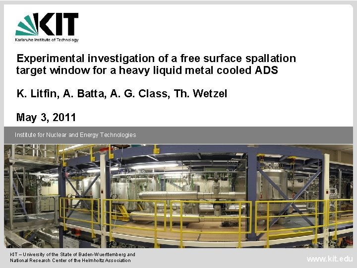 Experimental investigation of a free surface spallation target window for a heavy liquid metal