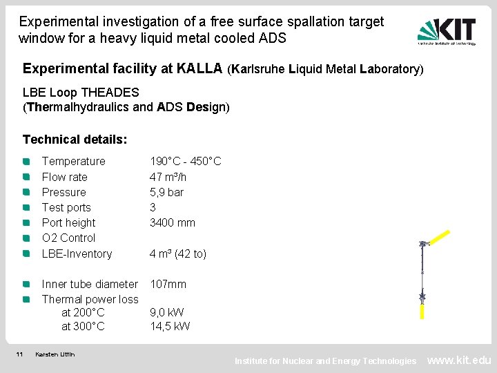 Experimental investigation of a free surface spallation target window for a heavy liquid metal