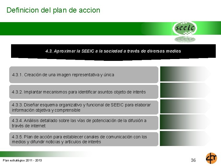 Definicion del plan de accion 4. 3. Aproximar la SEEIC a la sociedad a