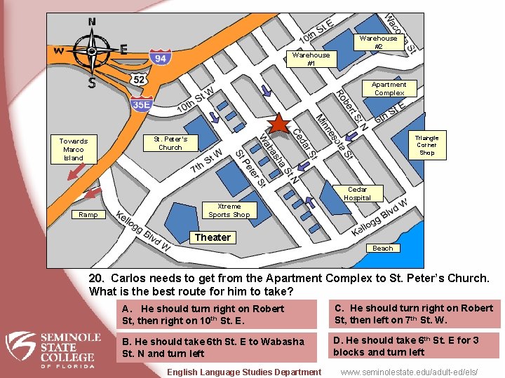 Warehouse #2 Warehouse #1 Apartment Complex Triangle Corner Shop St. Peter’s Church Towards Marco