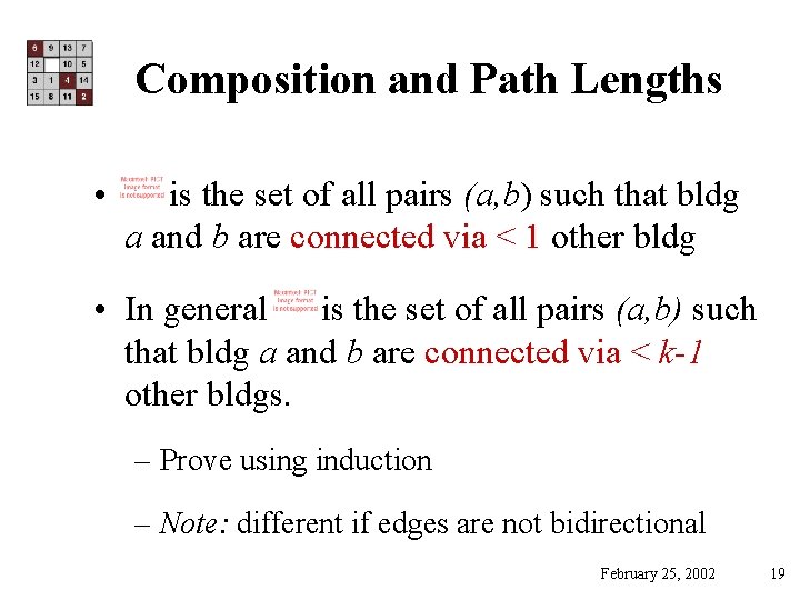 Composition and Path Lengths • is the set of all pairs (a, b) such