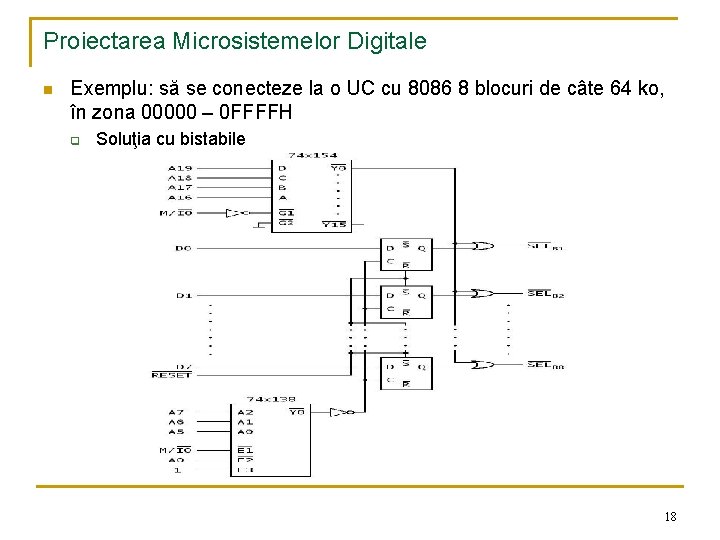 Proiectarea Microsistemelor Digitale n Exemplu: să se conecteze la o UC cu 8086 8