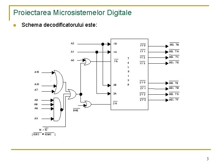 Proiectarea Microsistemelor Digitale n Schema decodificatorului este: A 2 1 B A 1 1