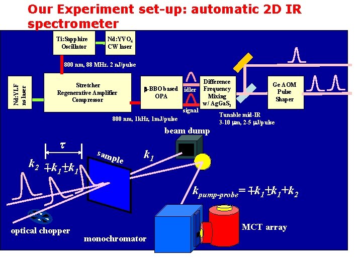 Our Experiment set-up: automatic 2 D IR spectrometer Ti: Sapphire Oscillator Nd: YVO 4