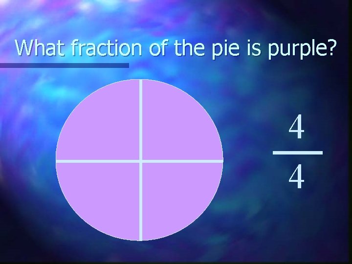 What fraction of the pie is purple? 4 4 
