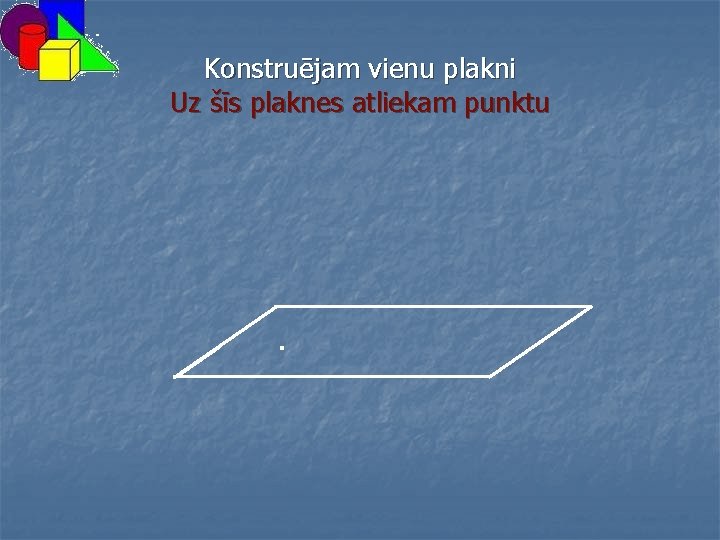 Konstruējam vienu plakni Uz šīs plaknes atliekam punktu . 