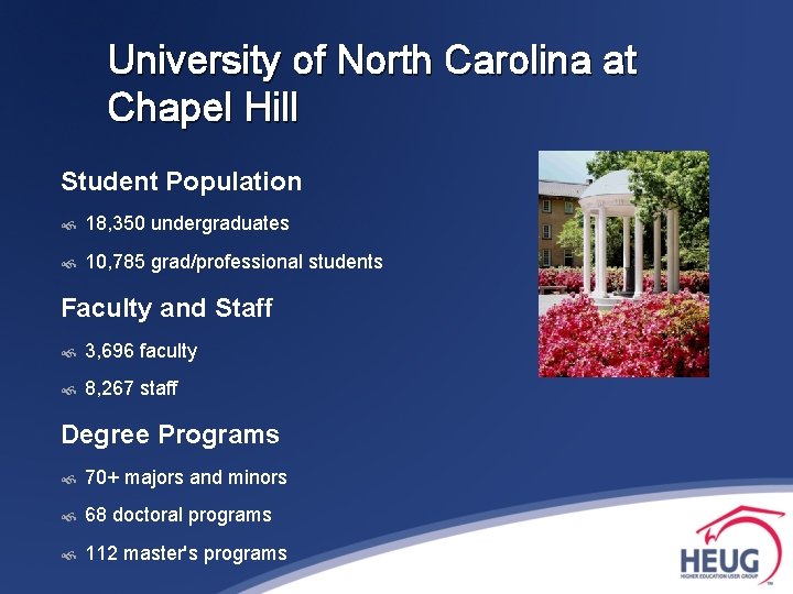University of North Carolina at Chapel Hill Student Population 18, 350 undergraduates 10, 785