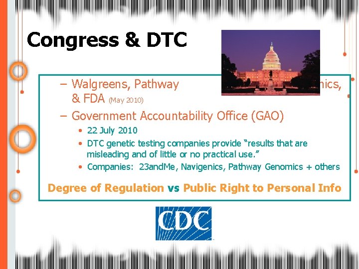 Congress & DTC – Walgreens, Pathway Genomics, & FDA (May 2010) – Government Accountability