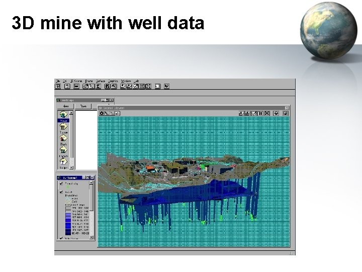 3 D mine with well data 