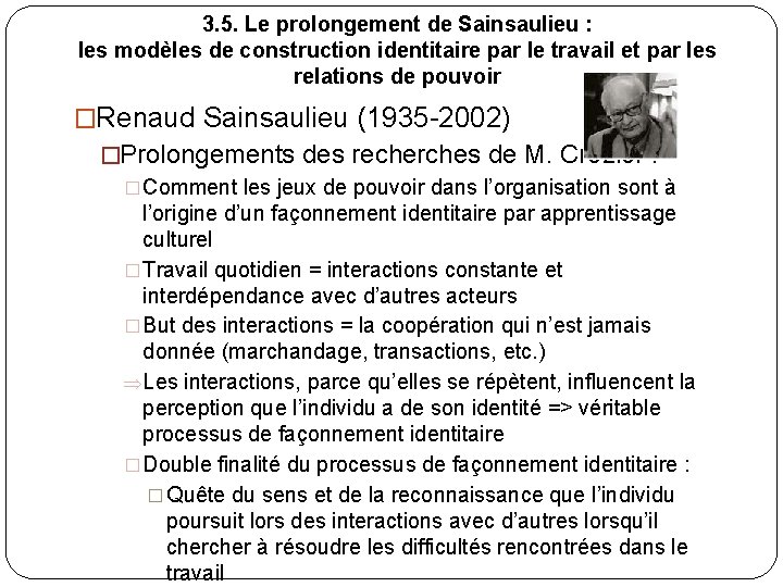 3. 5. Le prolongement de Sainsaulieu : les modèles de construction identitaire par le