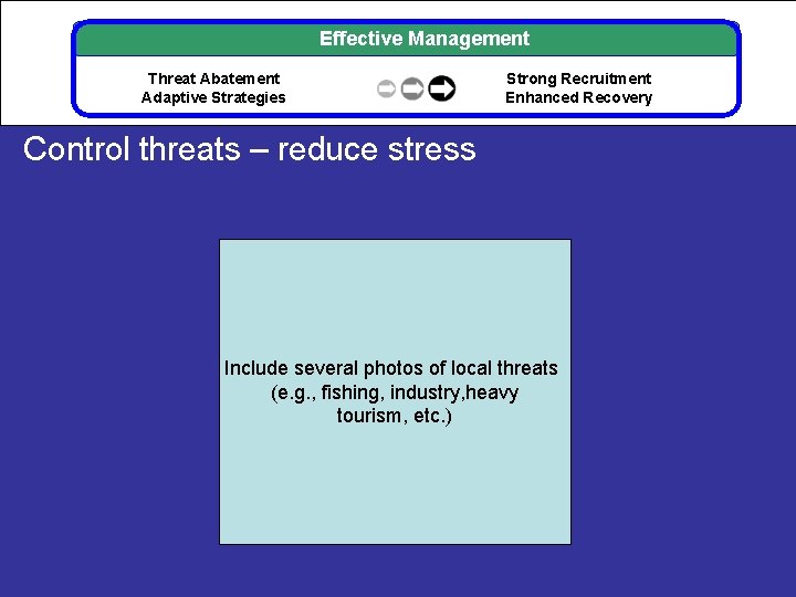 Effective Management Threat Abatement Adaptive Strategies Strong Recruitment Enhanced Recovery Control threats – reduce