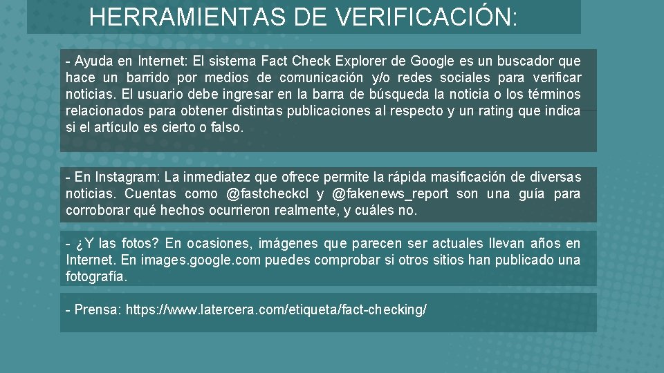 HERRAMIENTAS DE VERIFICACIÓN: - Ayuda en Internet: El sistema Fact Check Explorer de Google