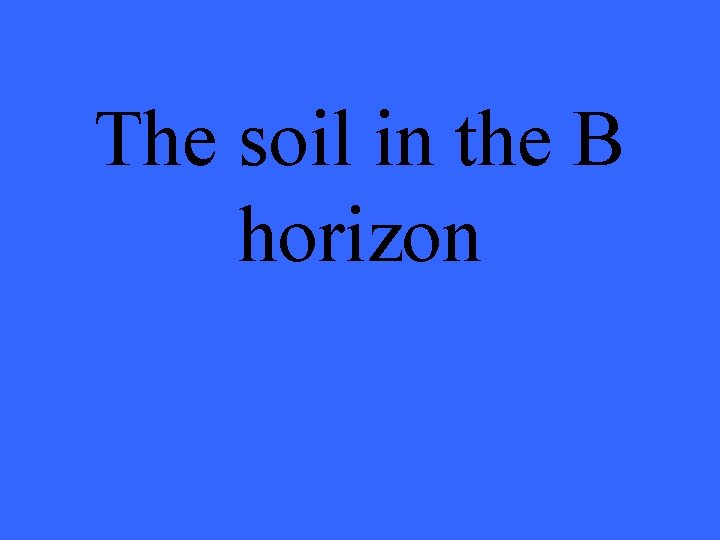 The soil in the B horizon 