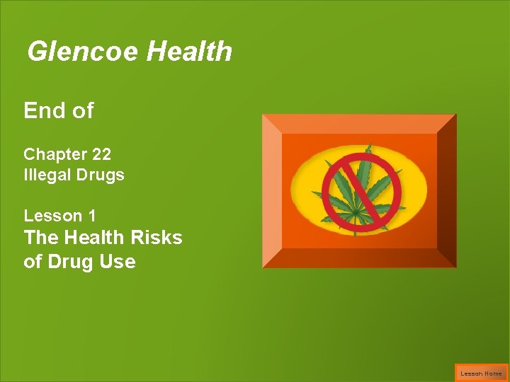 Glencoe Health End of Chapter 22 Illegal Drugs Lesson 1 The Health Risks of