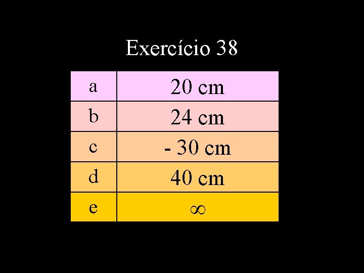 Exercício 38 a b c d e 20 cm 24 cm - 30 cm
