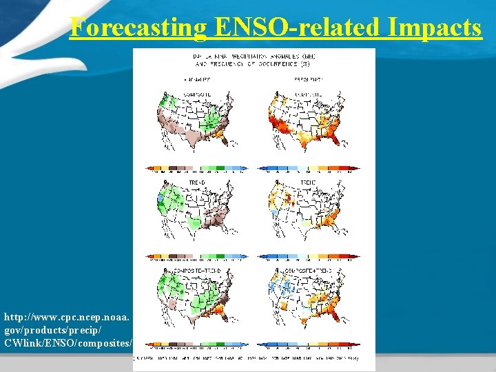 Forecasting ENSO-related Impacts http: //www. cpc. ncep. noaa. gov/products/precip/ CWlink/ENSO/composites/ 