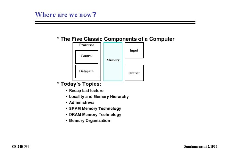 Where are we now? CE 240 -334 Suntiamorntut 2/1999 