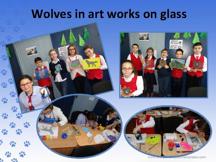 Wolves in art works on glass 