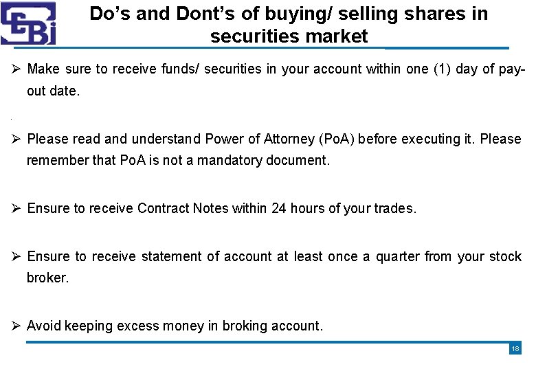 Do’s and Dont’s of buying/ selling shares in securities market Make sure to receive