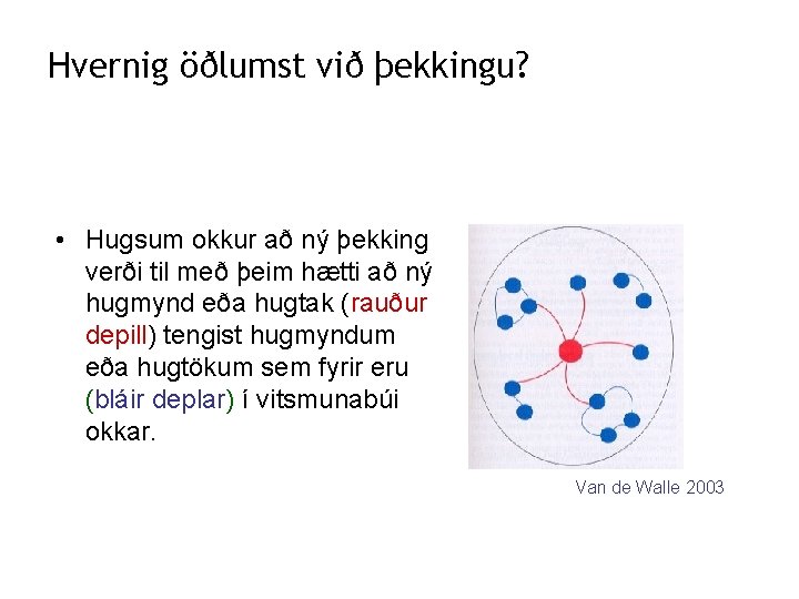 Hvernig öðlumst við þekkingu? • Hugsum okkur að ný þekking verði til með þeim