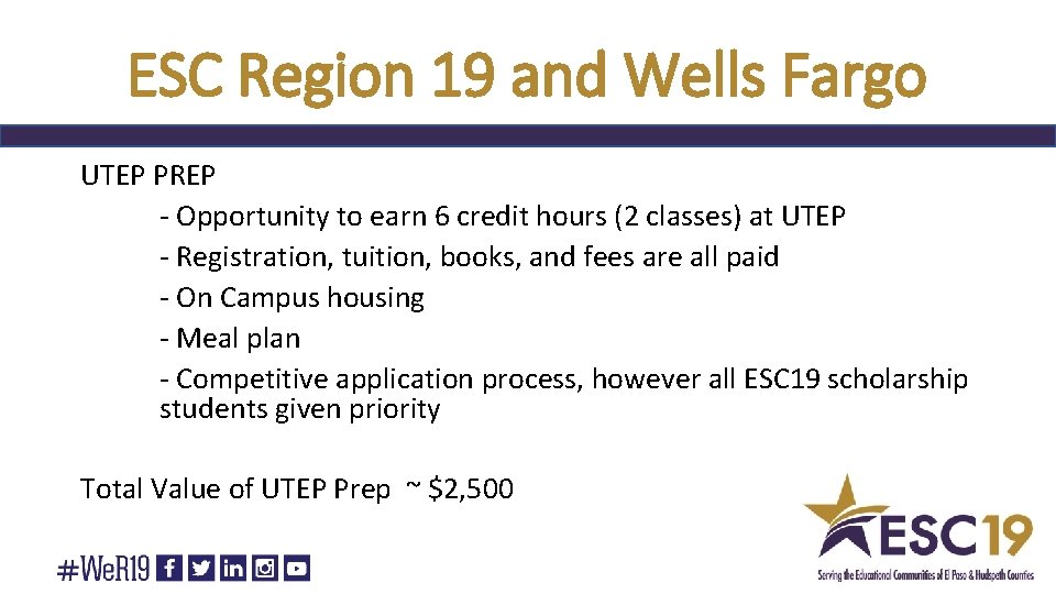 ESC Region 19 and Wells Fargo UTEP PREP - Opportunity to earn 6 credit
