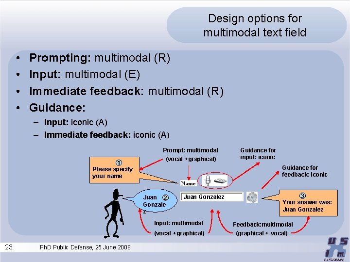 Design options for multimodal text field • • Prompting: multimodal (R) Input: multimodal (E)
